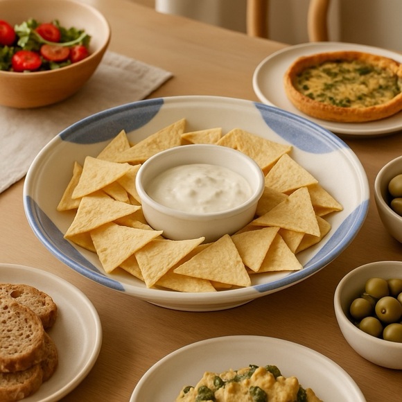 Handmade Studio Pottery XL Chip and Dip Platter Ceramic Entertaining Serverware - Picture 7 of 7